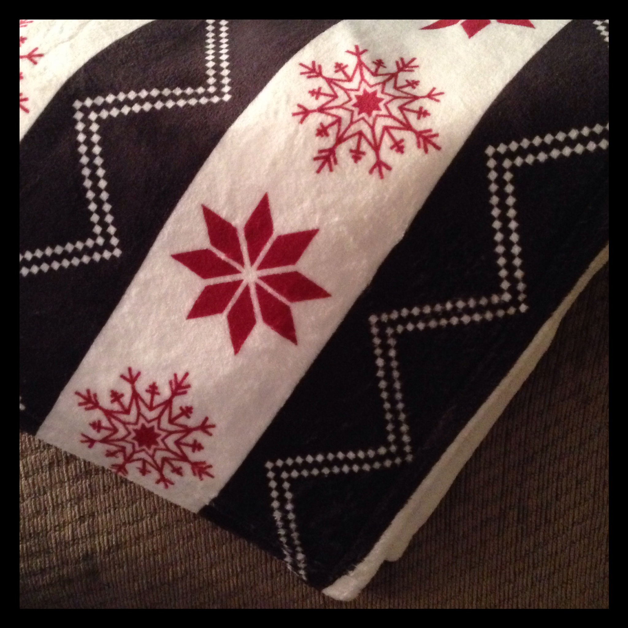 Winter Chic Red White + Black Zigzag Fleece Blanket from Zazzle