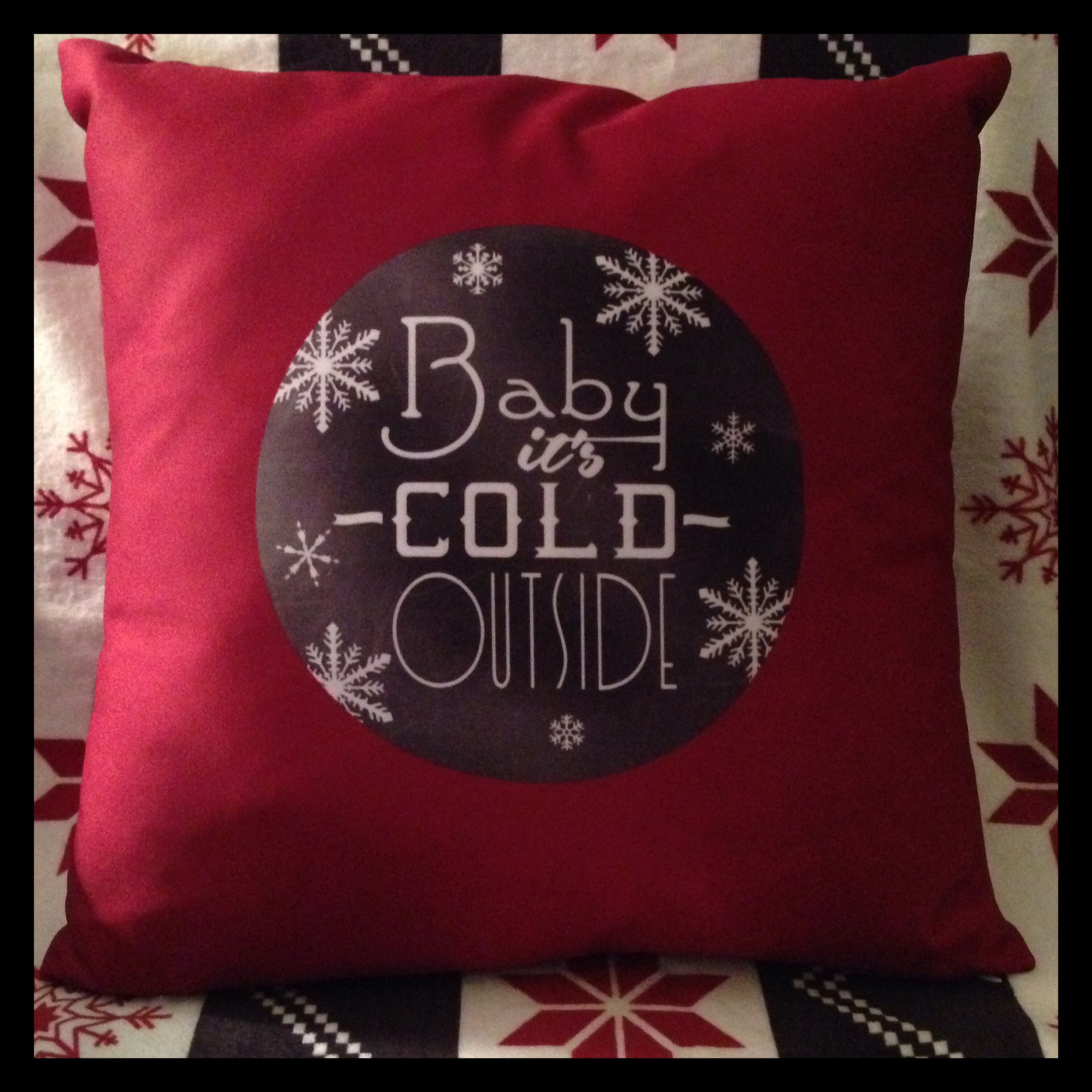 Chalkboard Let it Snow and Baby it's Cold Outside Throw Pillow from Zazzle