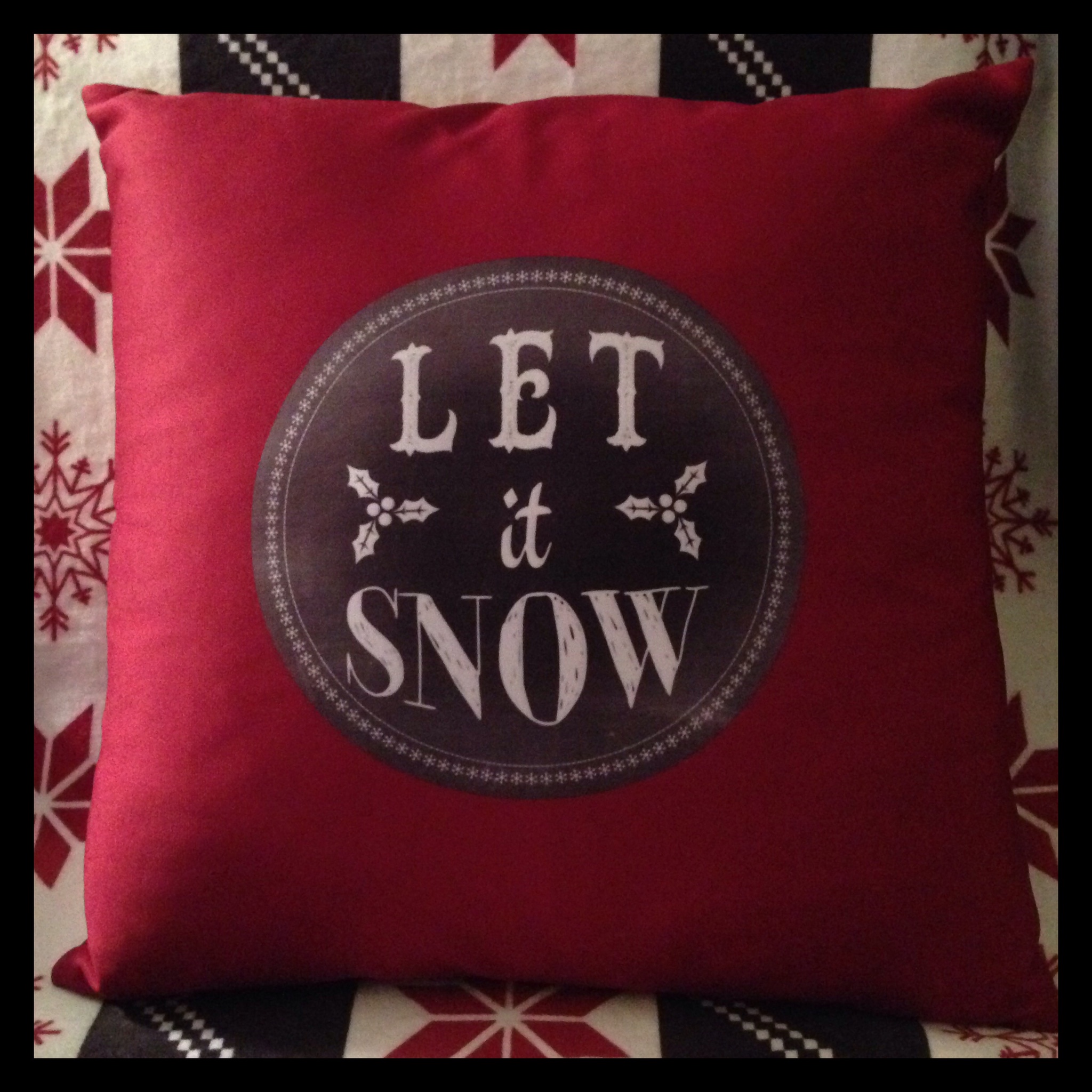 Chalkboard "Let it Snow" and "Baby it's Cold Outside" Throw Pillow from Zazzle